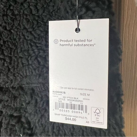 Sonoma Goods For Life Snap Through Fleece Black Jacket - Picture 6 of 6